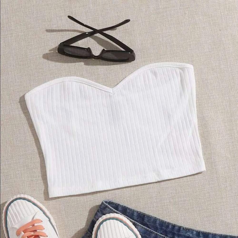 Sweetheart Neck Rib-knit Tube Top